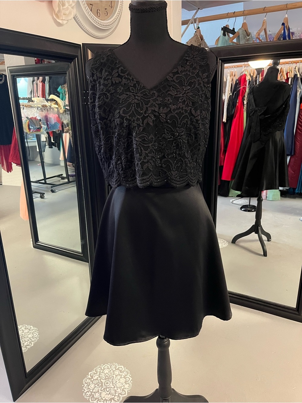 Black V-Neck Beaded Bodice Prom Dress - Women's Prom Dress